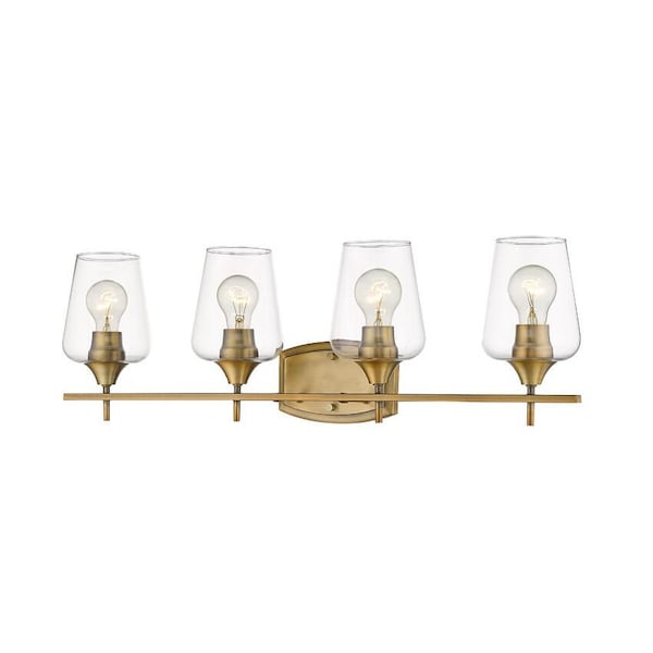 Z-Lite Joliet 4 Light Vanity, Olde Brass & Clear 473-4V-OBR - main